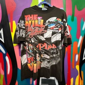 Vintage All Over Print Nascar Dale Earnhardt Daytona 500 1998 Winner T Shirt